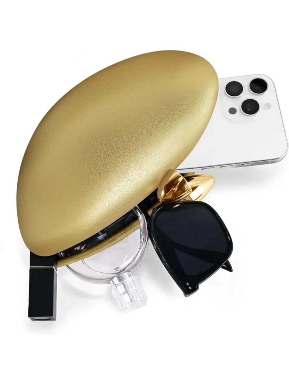 Women's Leather Gold Tortoise Shell Acrylic Clutch Purse Gold Evening Handbag